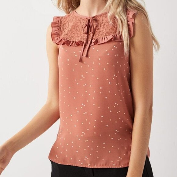 RW&CO Lace and ruffles mixed media T-Shirt - Picture 1 of 4